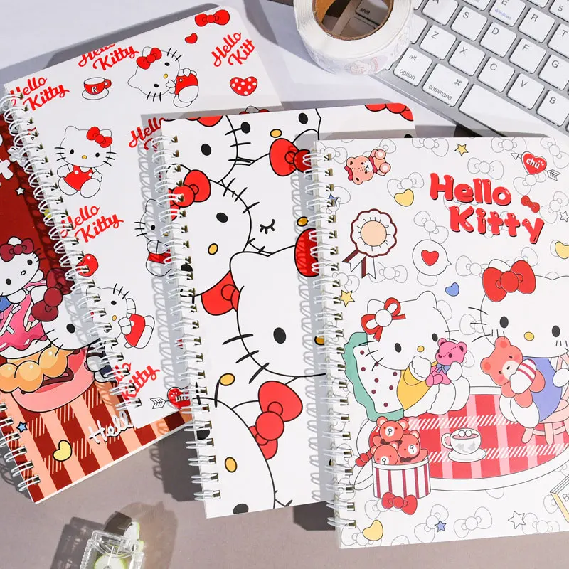 1 PC Kawaii Hello Kitty A5 Spiral-Notizbuch, Zeitpläne, Tagesplaner, Notizblock, 120 Seiten, 80 g/m2, Büro, Schulbedarf, Schreibwaren