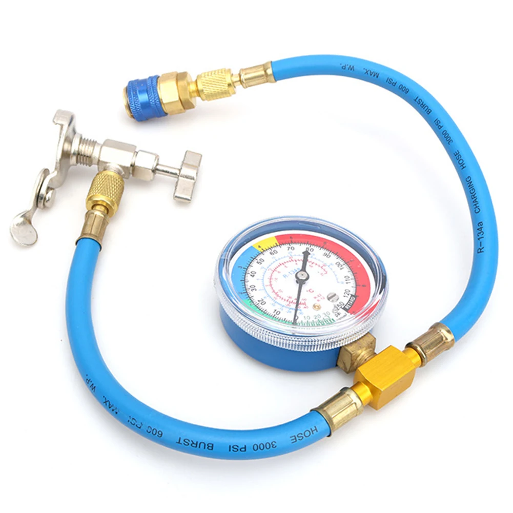 AC U Charge Hose With Gauge A/C R134A Charging Hose Auto Maintenance Easy-to-Use Efficient Charging Leak Resistant