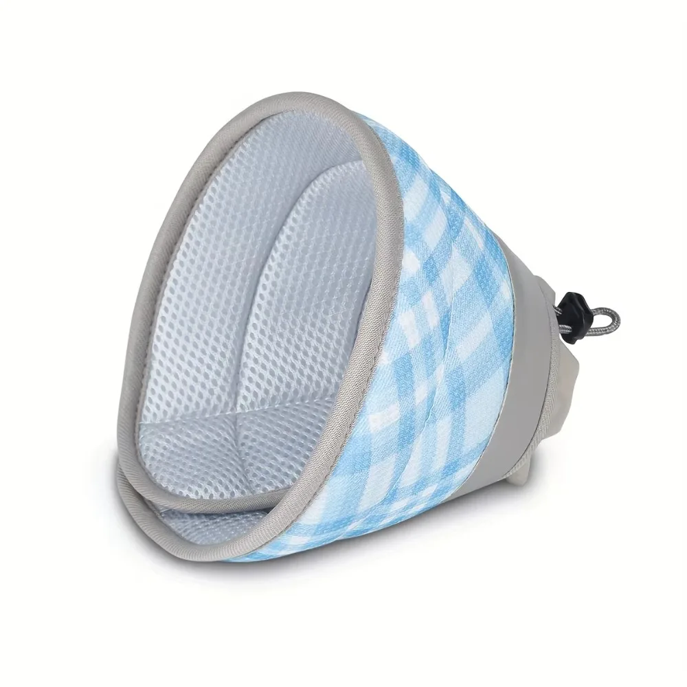 

Plaid Pattern Pet Elizabeth Collar Adjustable Design Anti Bite Protection Dog Protective Cover Foldable Anti Scratch