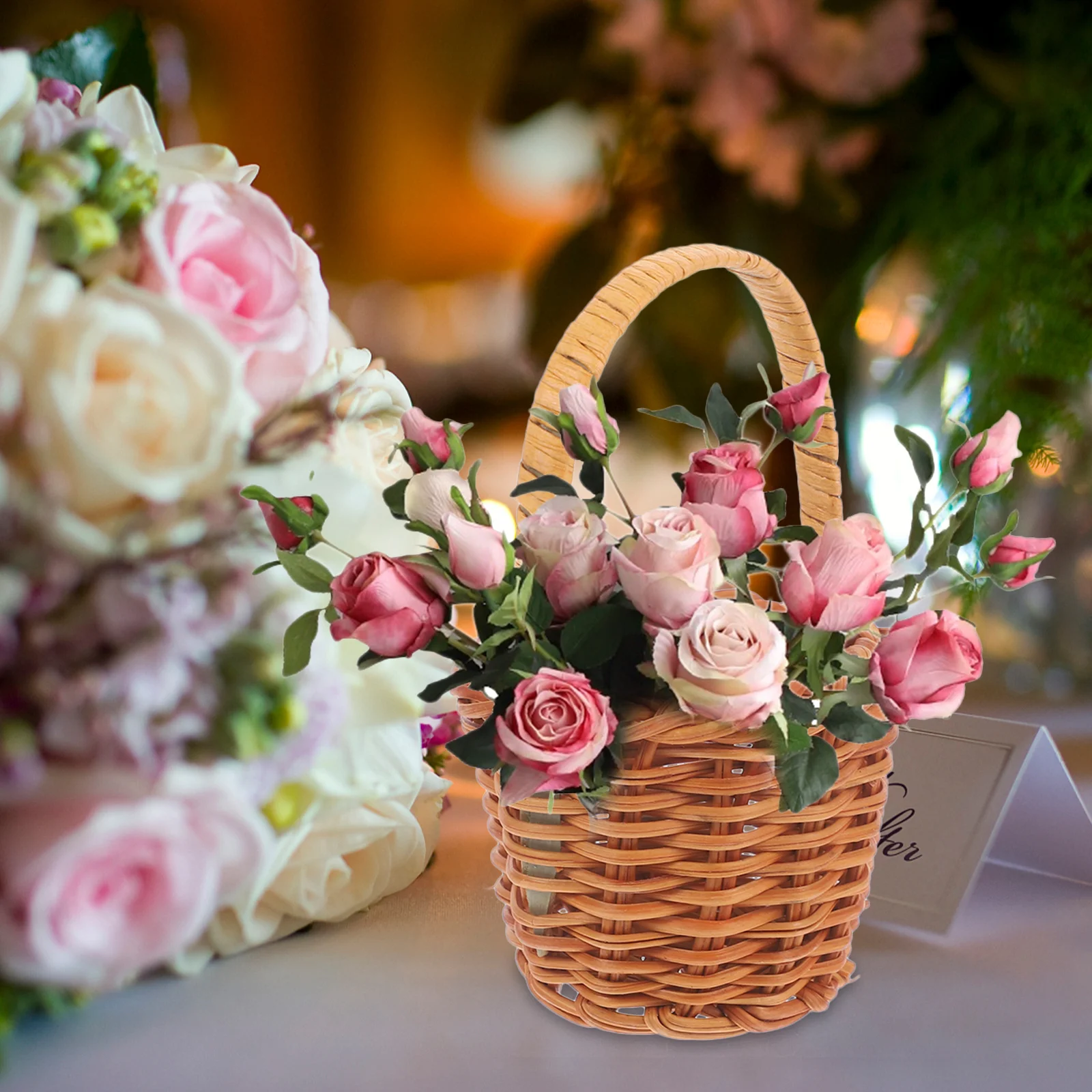 

4Pcs Mini Woven Baskets Delicate Mini Flower Basket Set Multipurpose Storage for Garden Home Office Wedding Tiny Basket