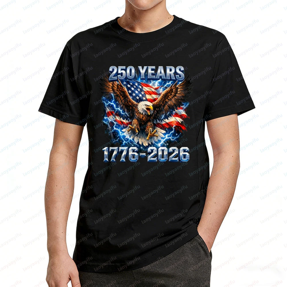 

Independence Day Tee Eagle Lightning Graphic Tshirt Patriotic Casual Tops Vintage Classic Fashion Streetwear for Men's Camisetas