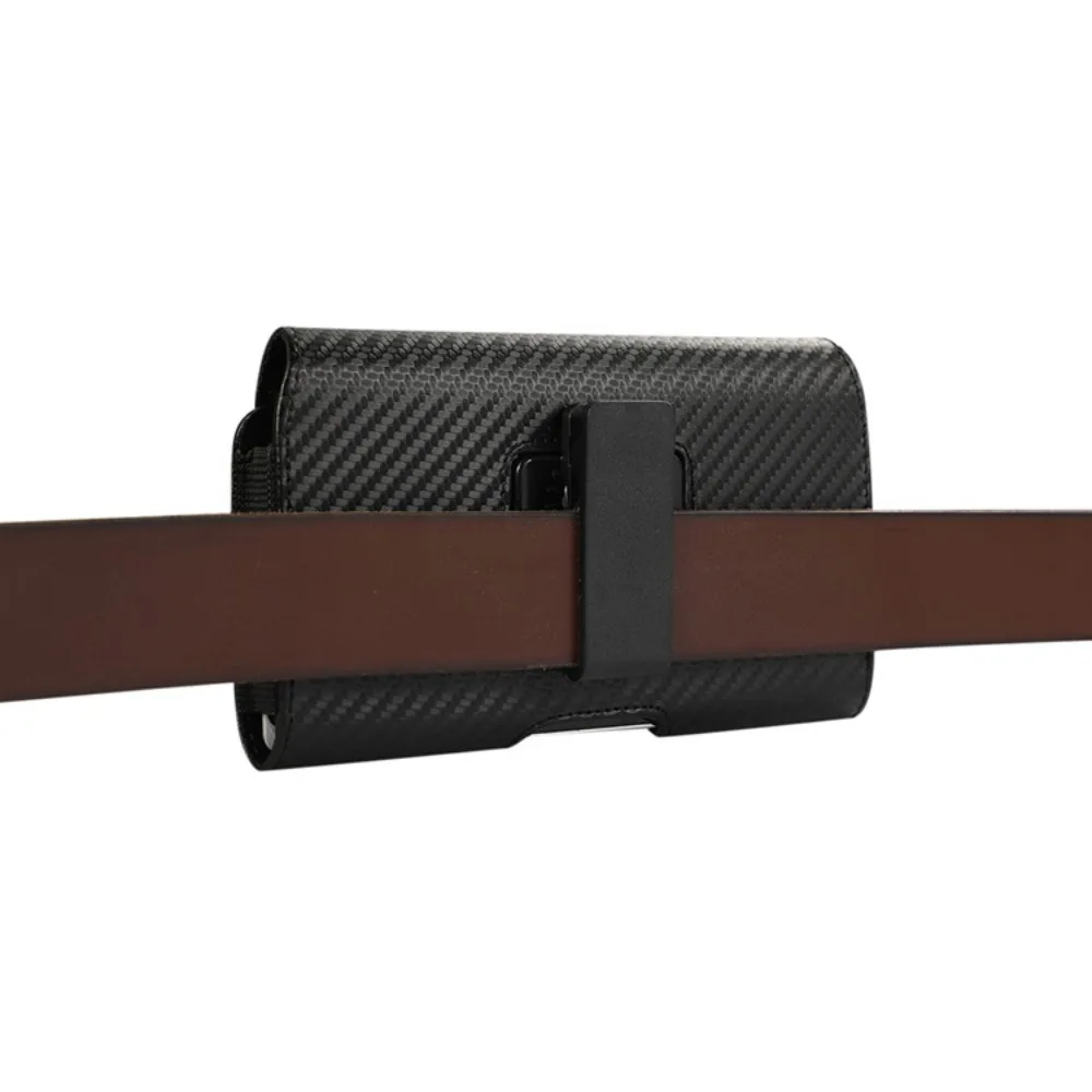 PU leather flip cover mobile phone bag with leather belt buckle, magnetic closure cross style durable work waist bag