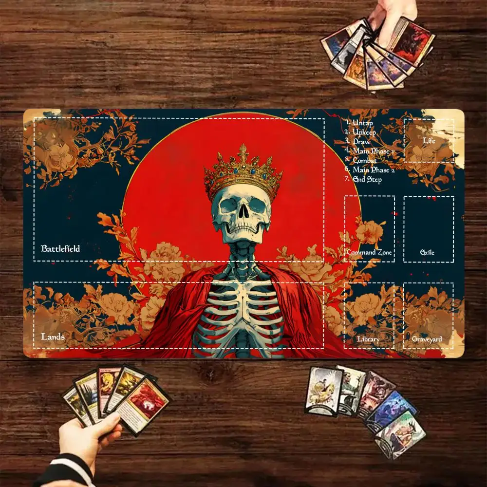 Skeleton King Mouse Pad Card Game Mat Large Computer Office Mousepad XXL Non-slip for MTG DTCG CCG RPG Trading Cards Desk Mats