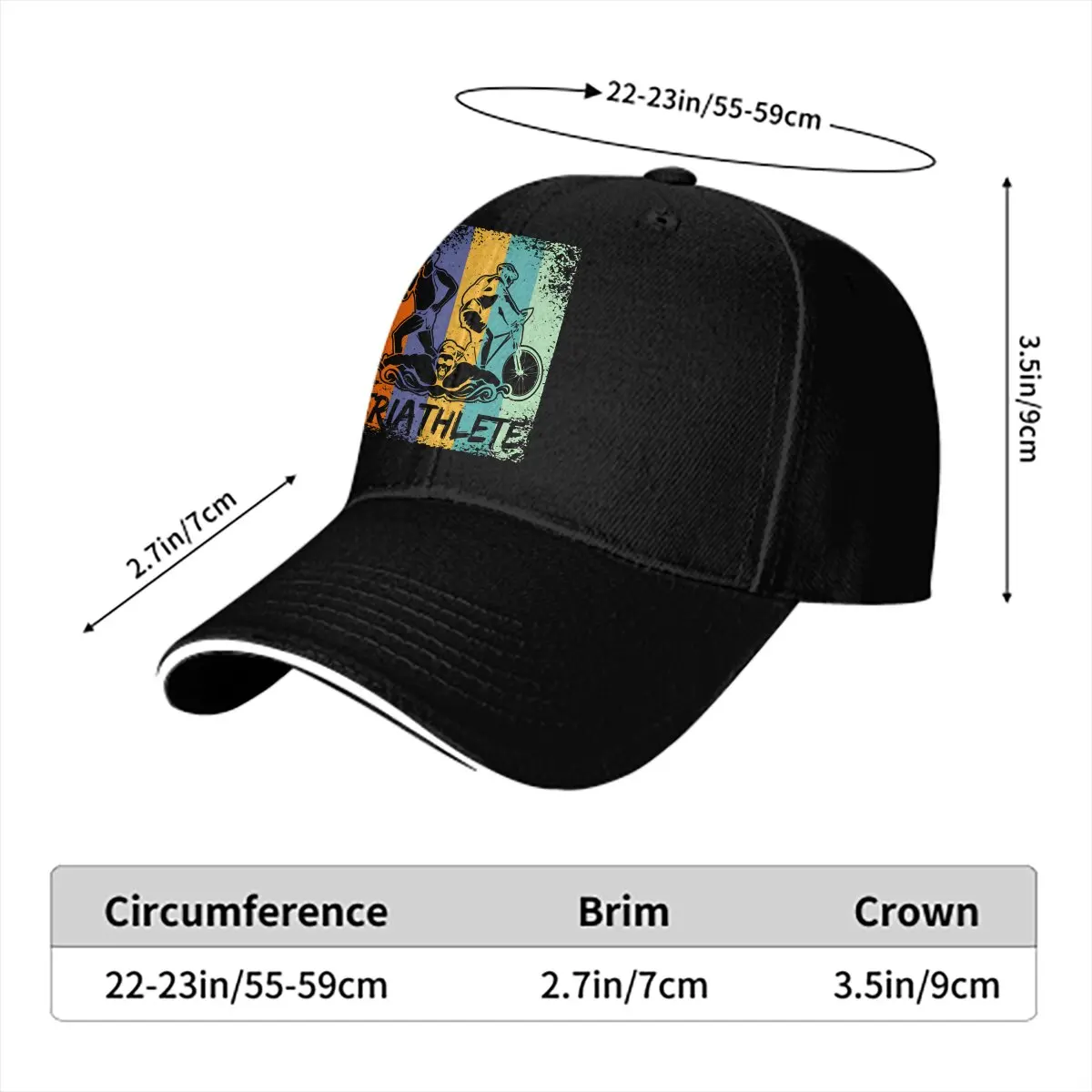 Pure Color Dad Hats Triathlete Retro Design Men's Hat Sun Visor Baseball Caps Triathlon Peaked Cap