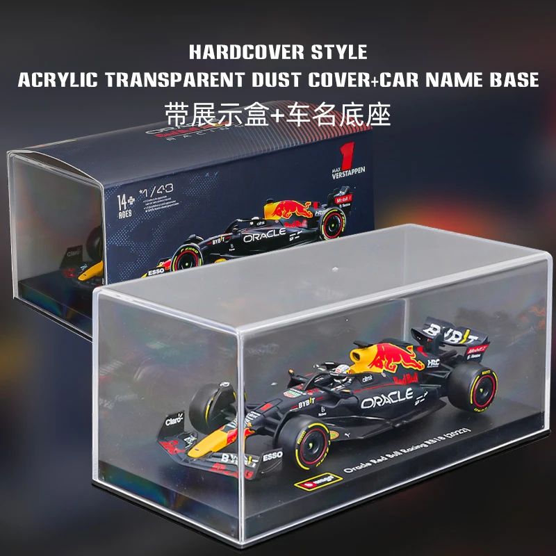 Bburago Capacete do motorista carro modelo, 1:43 Diecast Liga, Red Bull RB18 #1 Max Verstappen #11, Fórmula F1 Corrida estática, Versão 2022