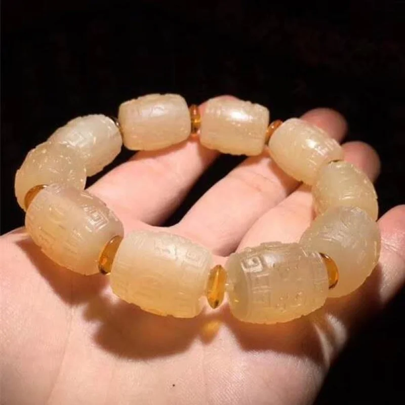 Six-Word Mantra Buddhist Prayer Beads Tibetan Highland Horn Men and Women Versatile Cooling Bracelet