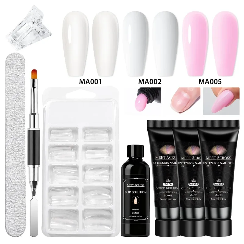 8pcs Quick Extension Gel Nail Polish Set With Slip Solution Long Lasting Building Varnish Gel Manicure DIY Nail Prolong Tools