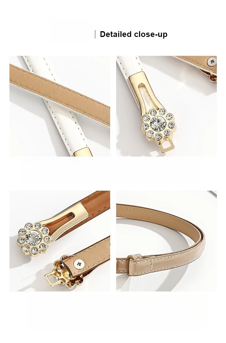 Damen-Taillengürtel, Schnalle, Blumen-Diamant, feiner Anzuggürtel, Rock, Pullover, Mantel, Taillenband, leichte Luxus-Taillenkette – Detail 6