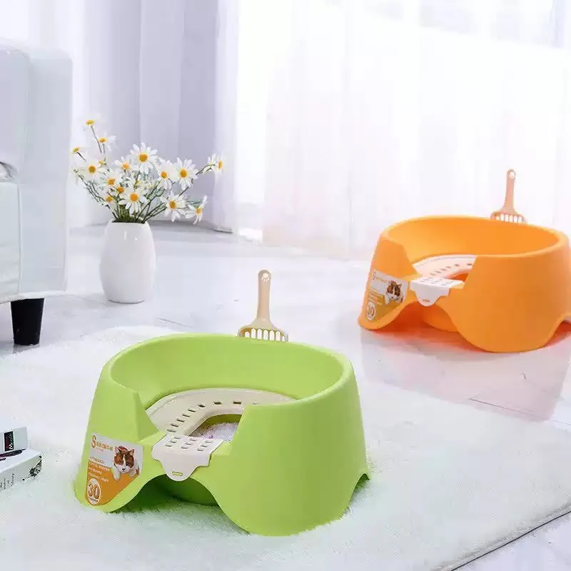 Squat Style Cat Litter Pan, Semi Closed Splash Resistant Cat Toilet for Ragdoll Cats