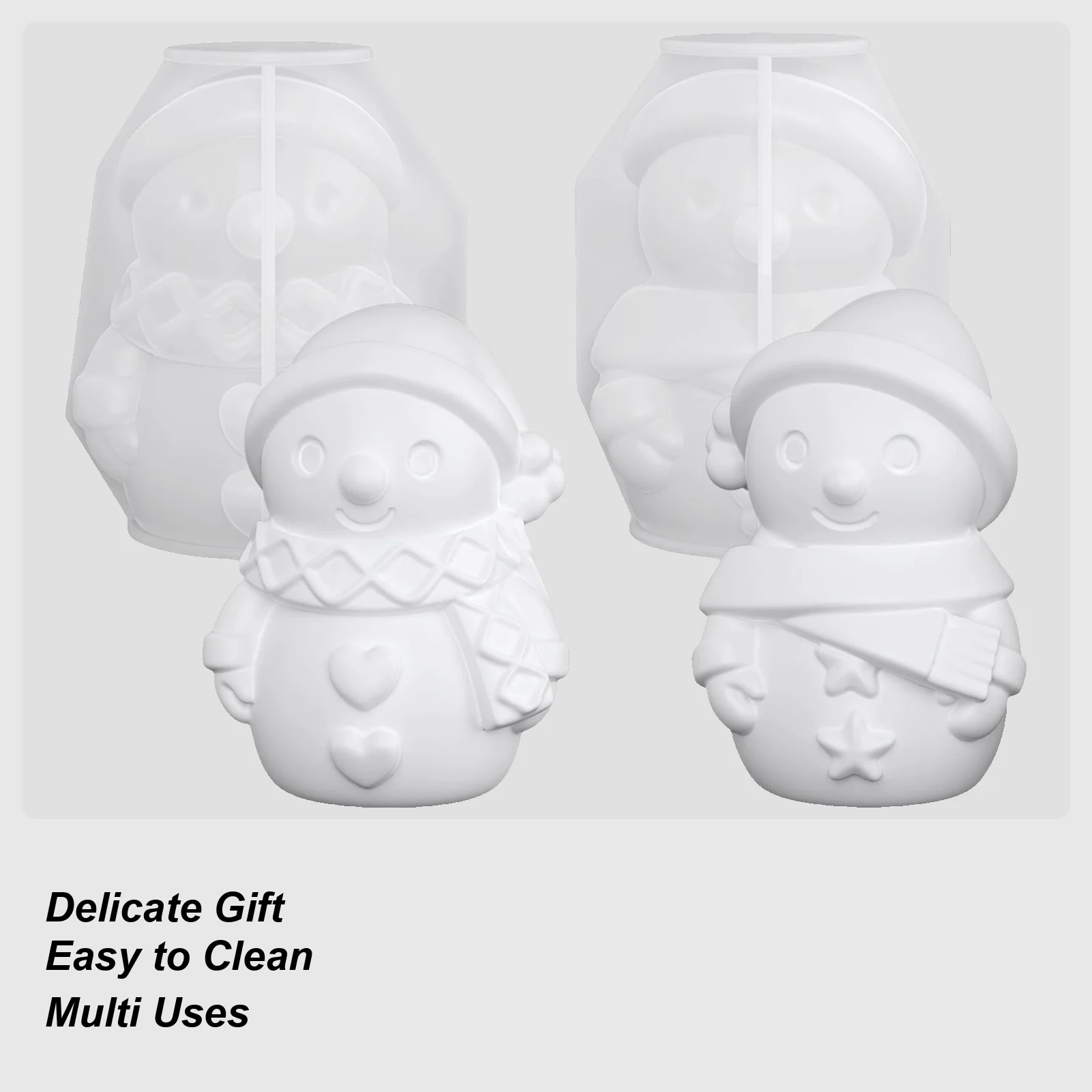 Molde de silicona de muñeco de nieve navideño 3D, adecuado para hacer velas, jabón, resina, yeso, artesanías de cerámica blanda, decoración del hogar de invierno