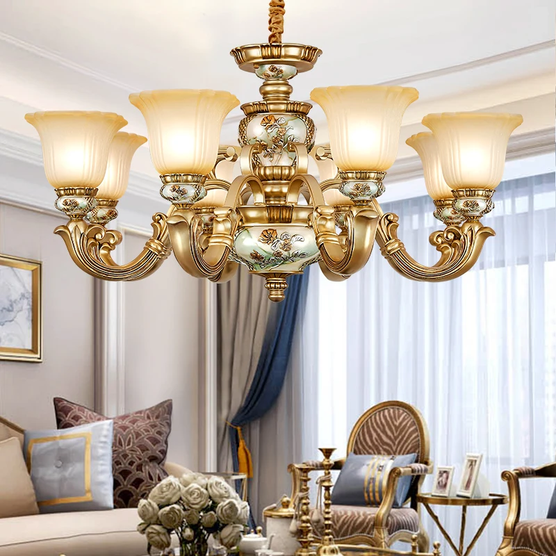 Grand Retro Luxury European Resin Chandelier, Modern Simple Premium Lighting for Full House