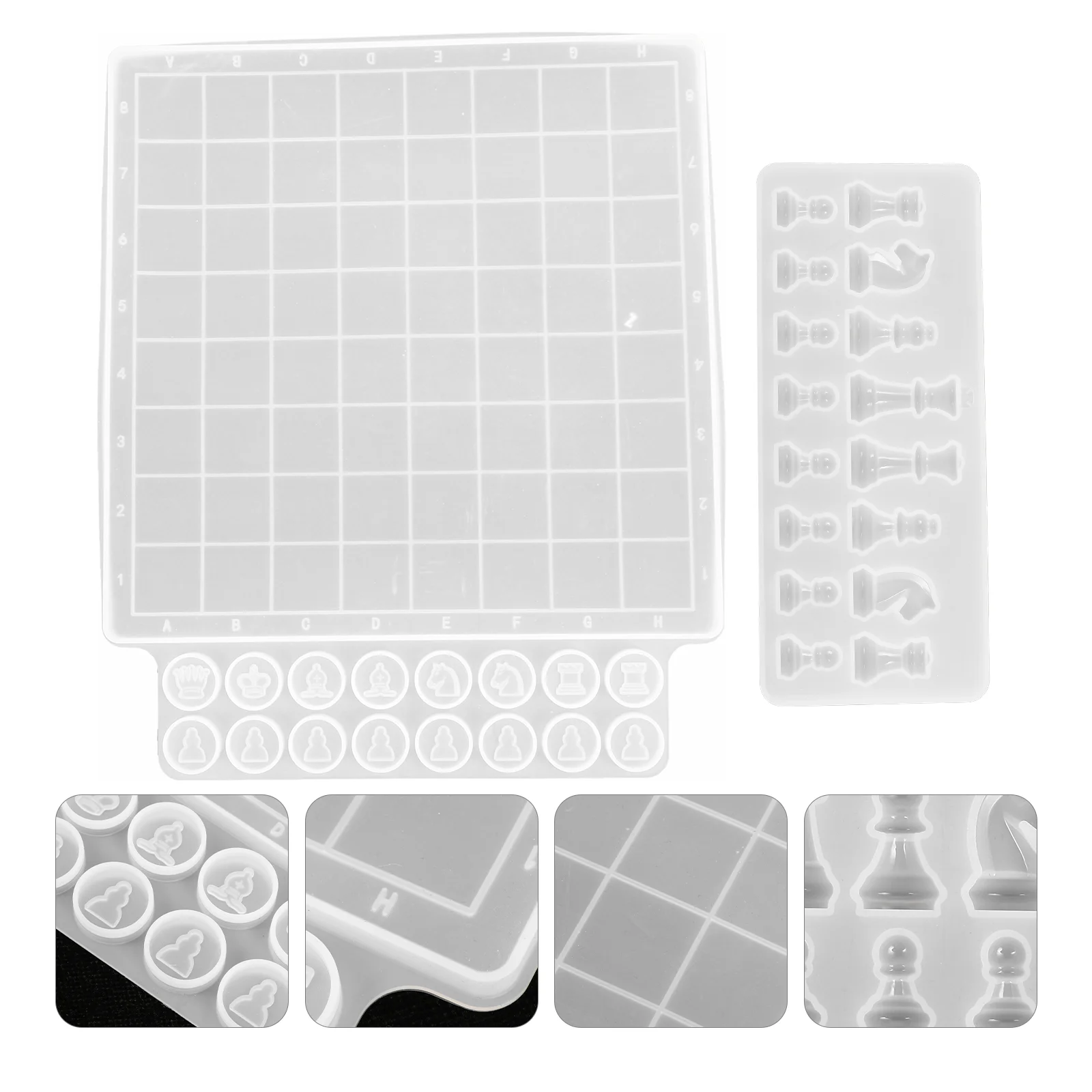 

2 Pcs Chess Mold Board Casting Silicone Large International Pieces Mould Resin Silica Gel