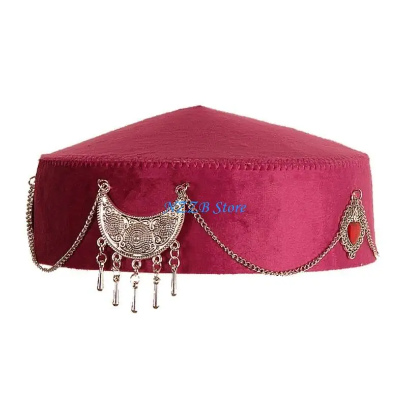 

T21F Unique Kazakh Hat Ethnic Costume Headwear For Men And Women Perfect For Theme Occasion Ethnic Headpiece