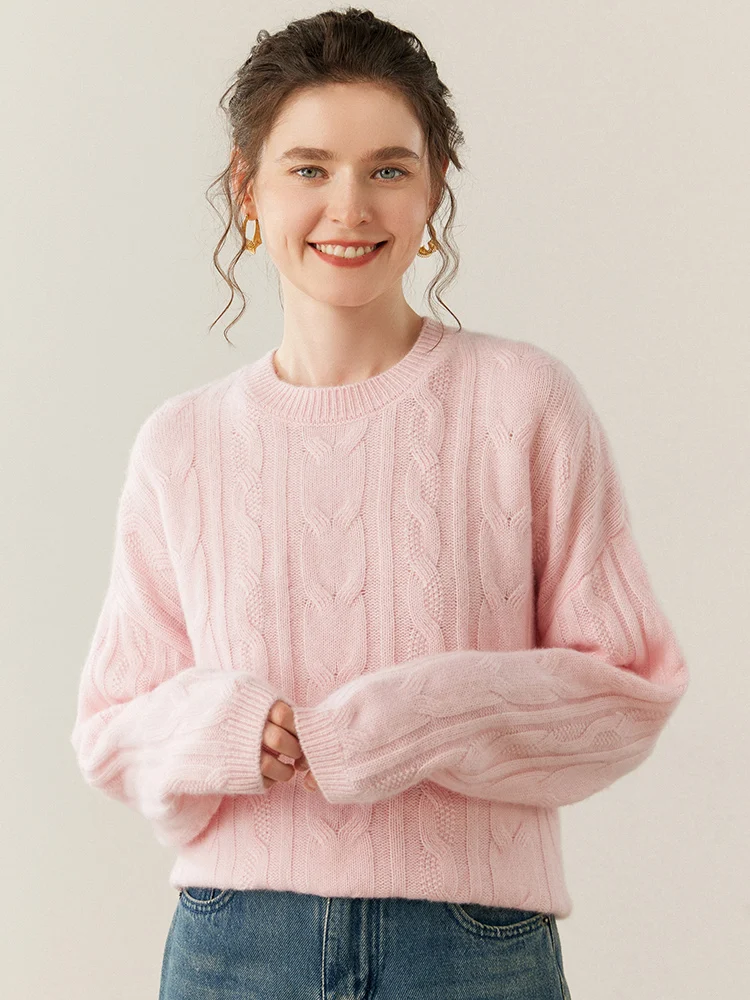 TLOML المرأة 100% سترة الكشمير المعنقة كابل الحياكة س الرقبة البلوز الكشمير تريكو الخريف الشتاء لينة الدافئة فضفاضة رشاقته القمم