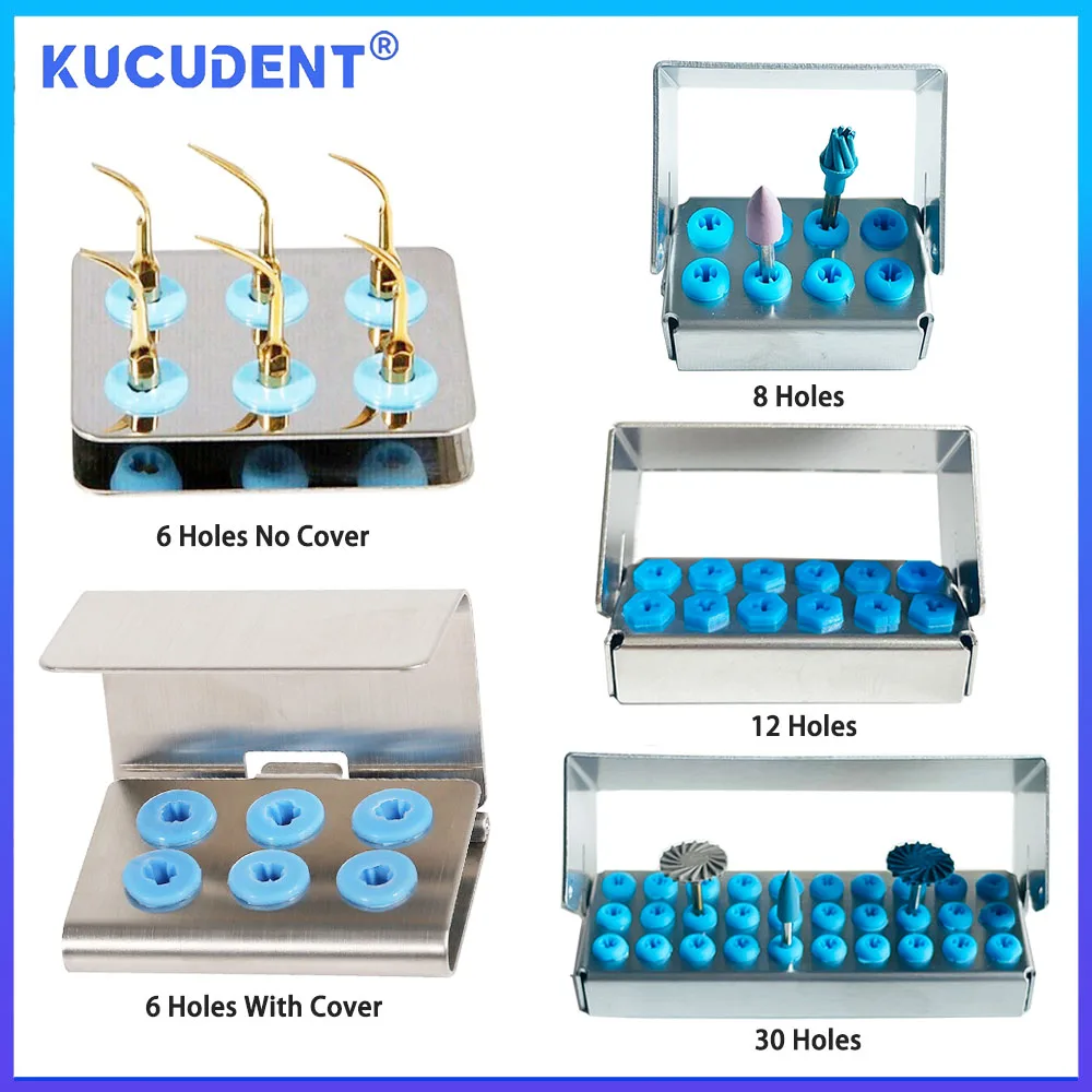 KUCUDENT 6/8/12/30 Holes Dental Scaler Tips Holder Implant Drills Bur Placement Disinfection Storage Box Case Sterilizer Stand