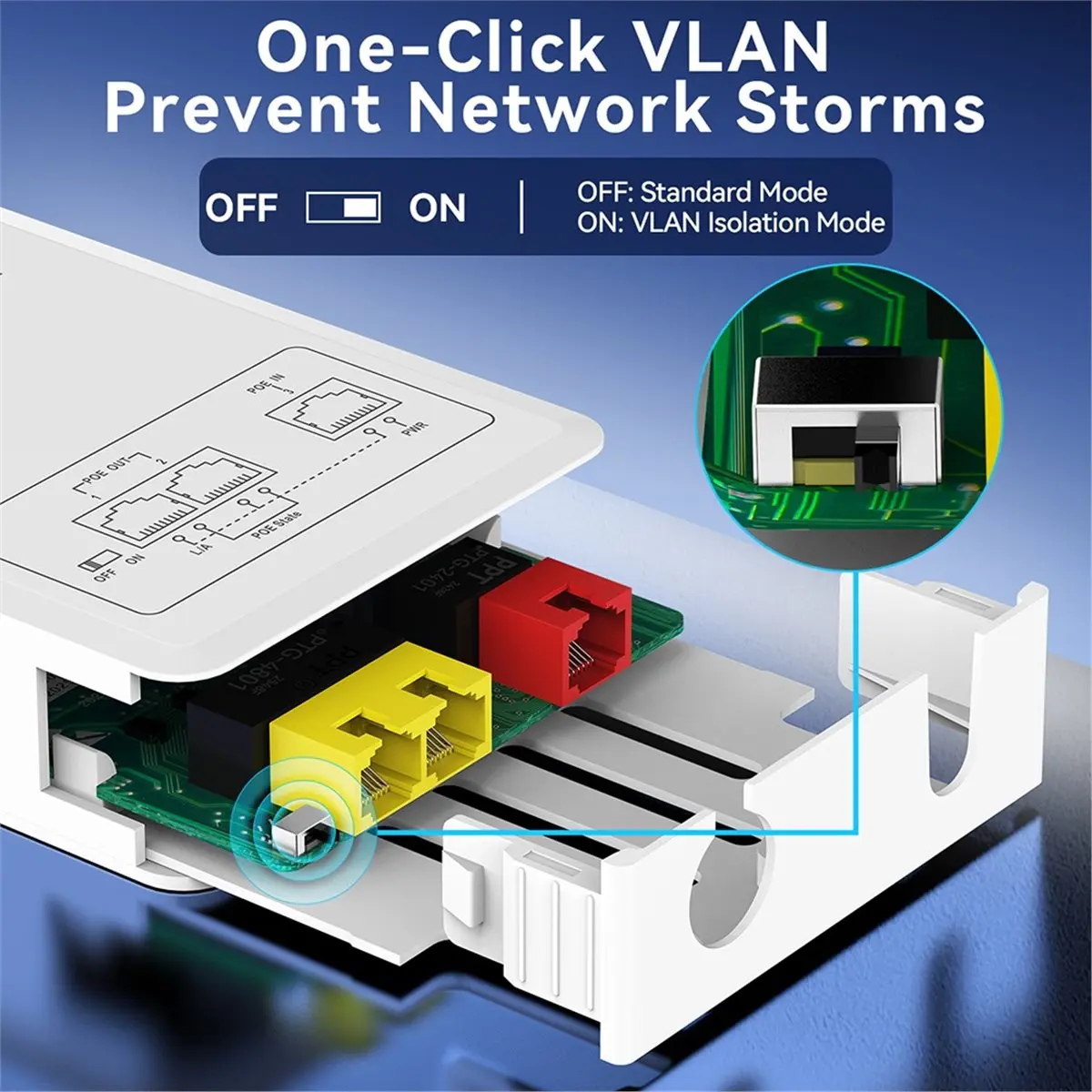 (A99Z] New 3 Port Gigabit POE Repeater 1000M Outdoor Rainproof Network POE Extender VLAN 44-57V 30W for POE Camera Wireless AP