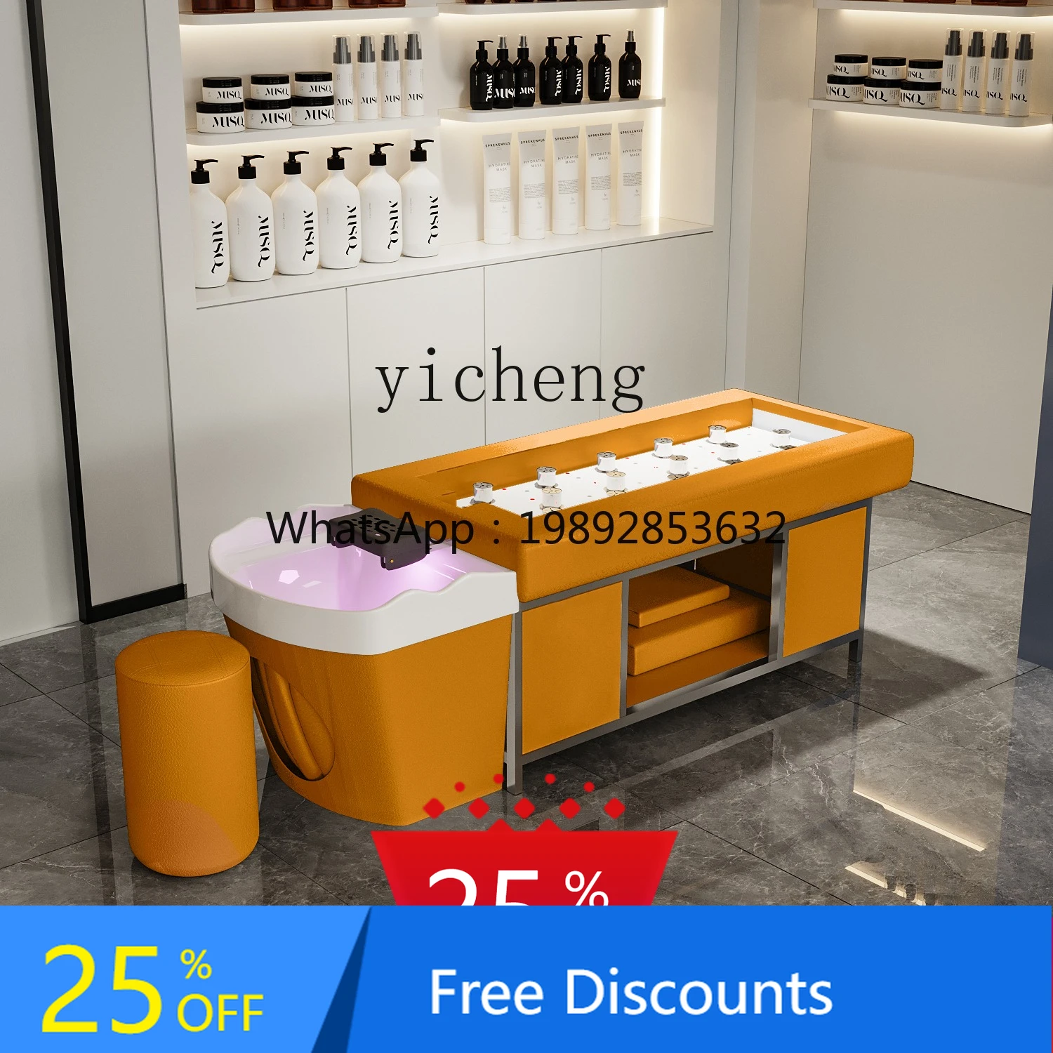 

A With water circulating water fumigation bed smokeless moxibustion bed Thai hair treatment shampoo bed