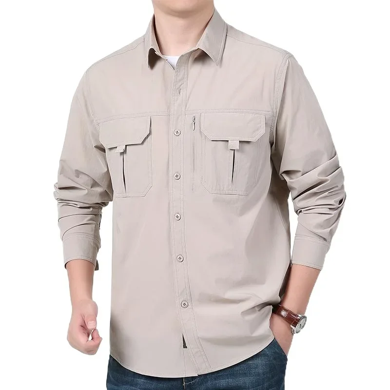 البوب 2024 الرجال سريعة الجافة الصيد قمصان طويلة الأكمام الذكور الرياضة في الهواء الطلق الدراجات الملابس الرجال الصلبة تنفس قمصان غير رسمية #1