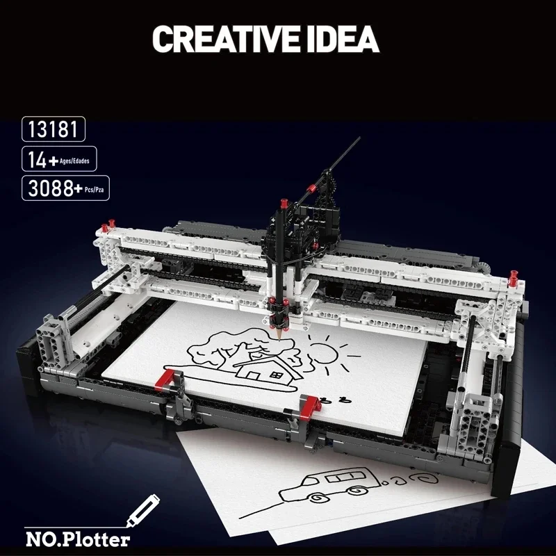 MOULD KING-13181 MOC APP Programing Plotter Model, modelo de bloques de construcción, bloques de montaje, rompecabezas, juguetes, regalo de Navidad para niños