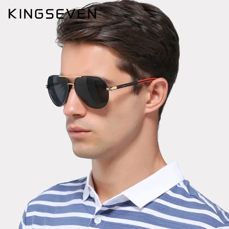 KINGSEVEN Aluminum Sunglasses For Men Vintage Polarized UV400 Classic Brand Coating Lens Driving Eye Protection Male Eyewear