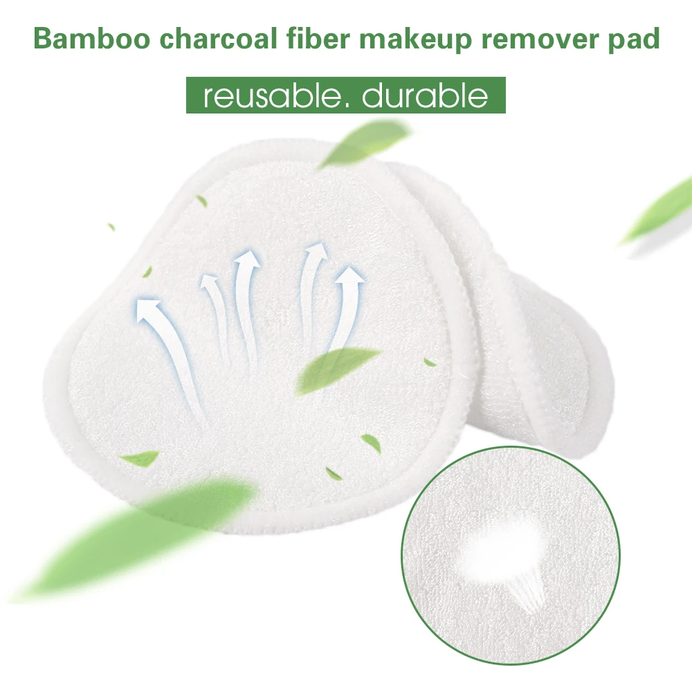 Almohadilla removedora de maquillaje de fibra de bambú, paño de algodón de bambú reutilizable, lavable, respetuoso con el medio ambiente para todas las pieles