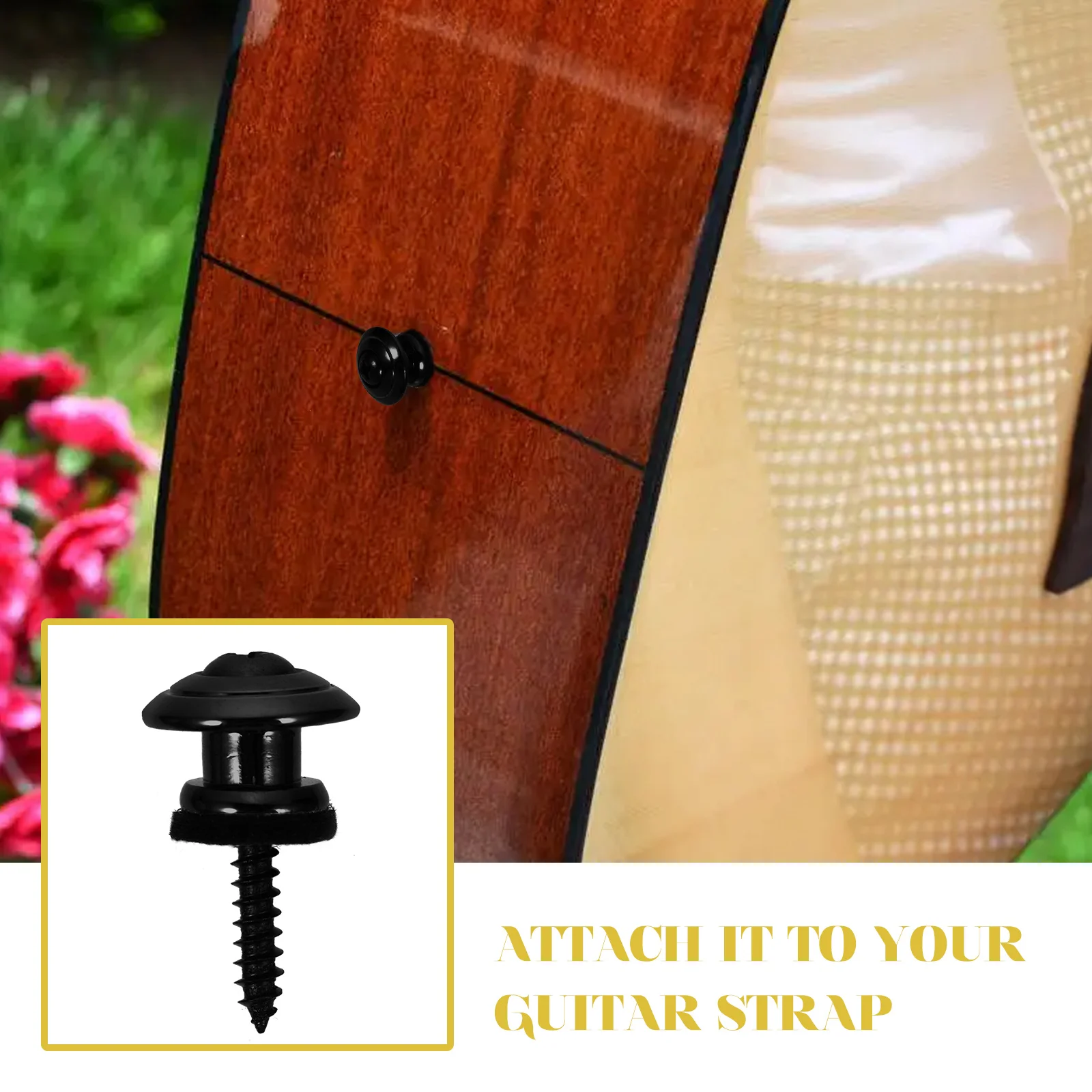 

5 Pcs Metal Guitar Strap Locks Secure Buttons for Electric Bass Acoustic Electroplated Easy Install No Modification Gift