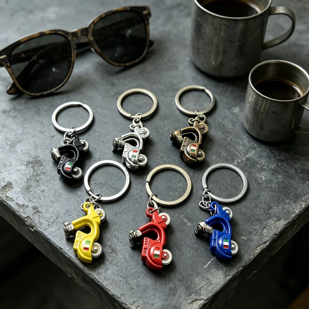 Stylish 3D Vintage Creative Mini Motorcycle Scooter Car Key Chain  Personalized  Metal Small Moto Keyring Trinket Pendant Gift
