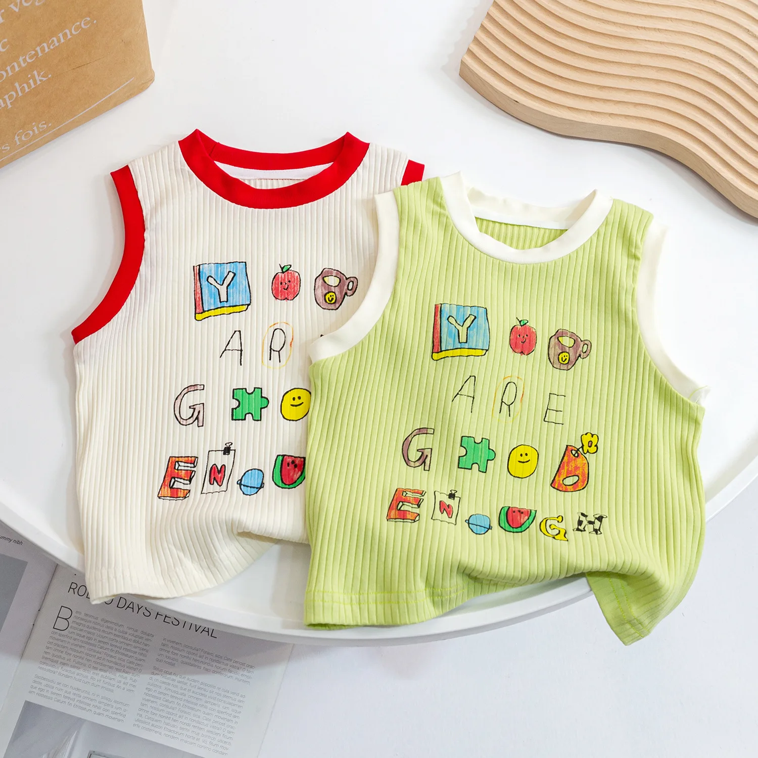 Summer 2023 Tank Top for Kids Cartoon Children Lingerie Boys Underwear Girls Vest Toddler T-shirts Baby Tees Clothing