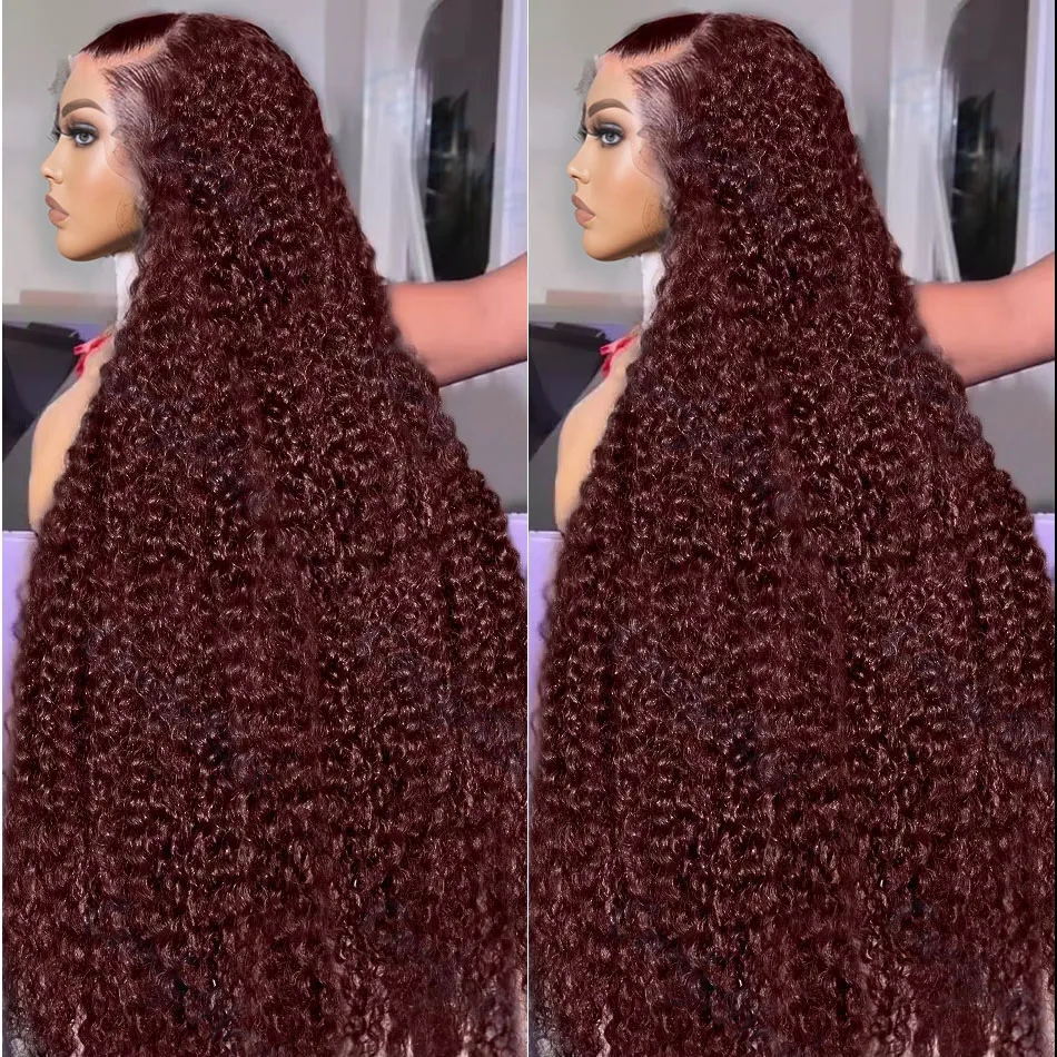 

40 Inch Chocolate Brown Deep Wave 13x6 HD Lace Frontal Wigs Brazilian 250% Loose Curly 13x4 Lace Front Human Hair Wig For Women