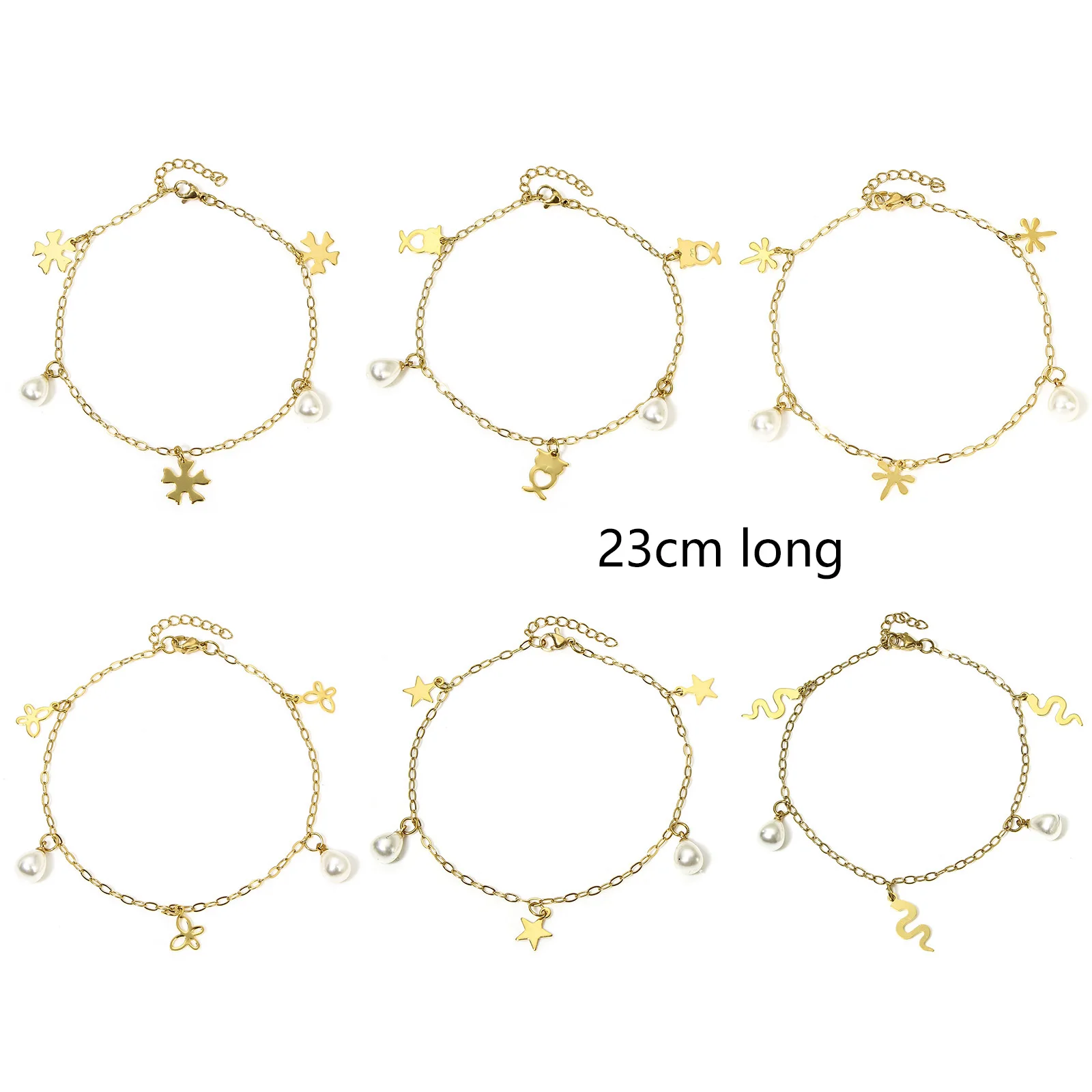 1pc Stainless Steel Anklet Gold Color Link Cable Chain Owl Animal Dragonfly Charms Anklet For Women On Foot Jewelry 23cm long