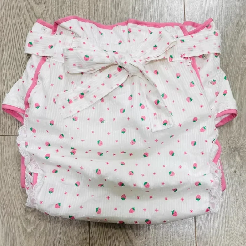 

ABDL Adult Baby Diaper Briefs Summer Kawaii Print Plus Size Lace Edge Panties Double-layer High Waist Waterproof DDLG Panty﻿﻿