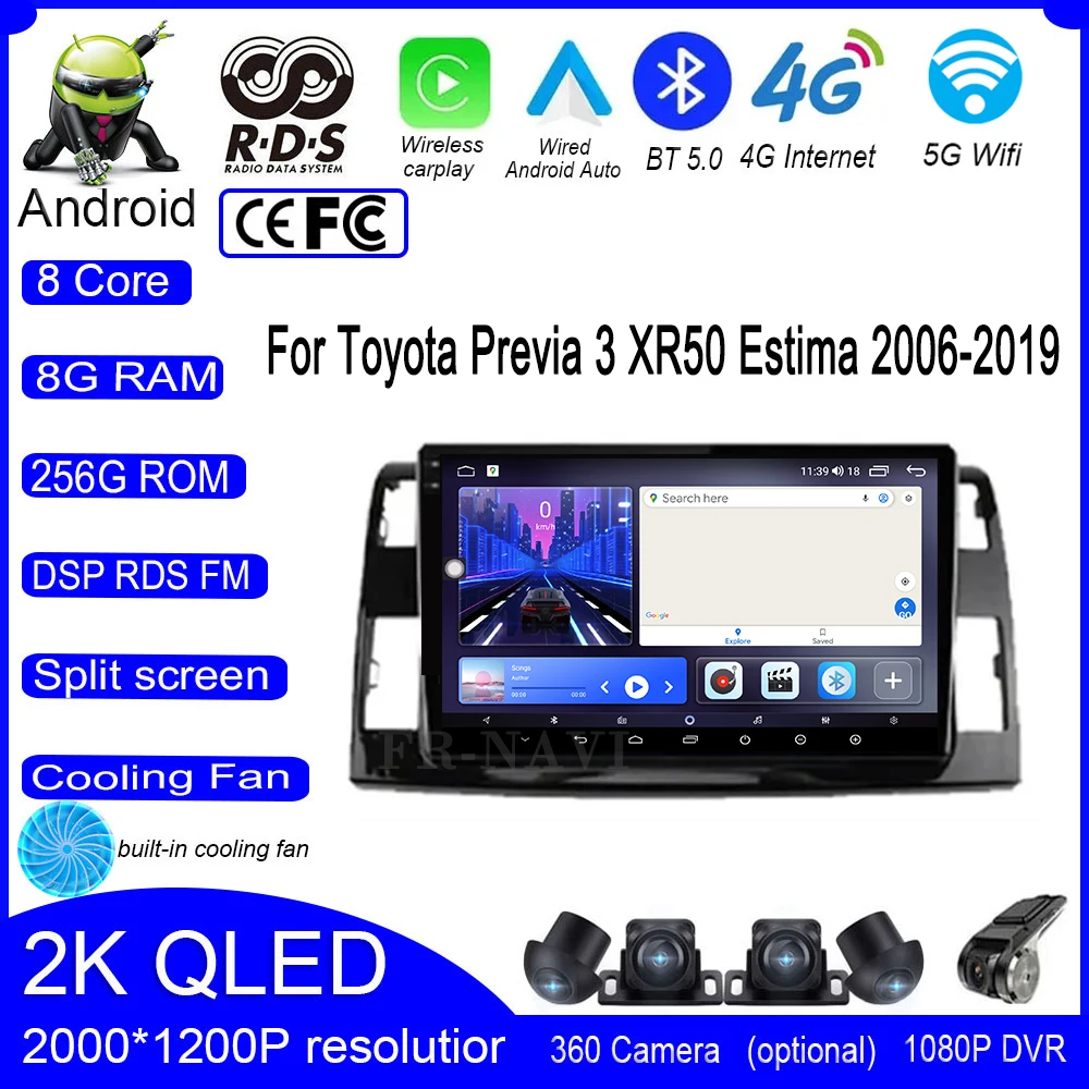 

DSP Android 14 для Toyota Previa 3 XR50 Estima 2006-2019 автомобильный аудиоплеер Авторадио 4G стерео экран Carplay видео мультимедиа