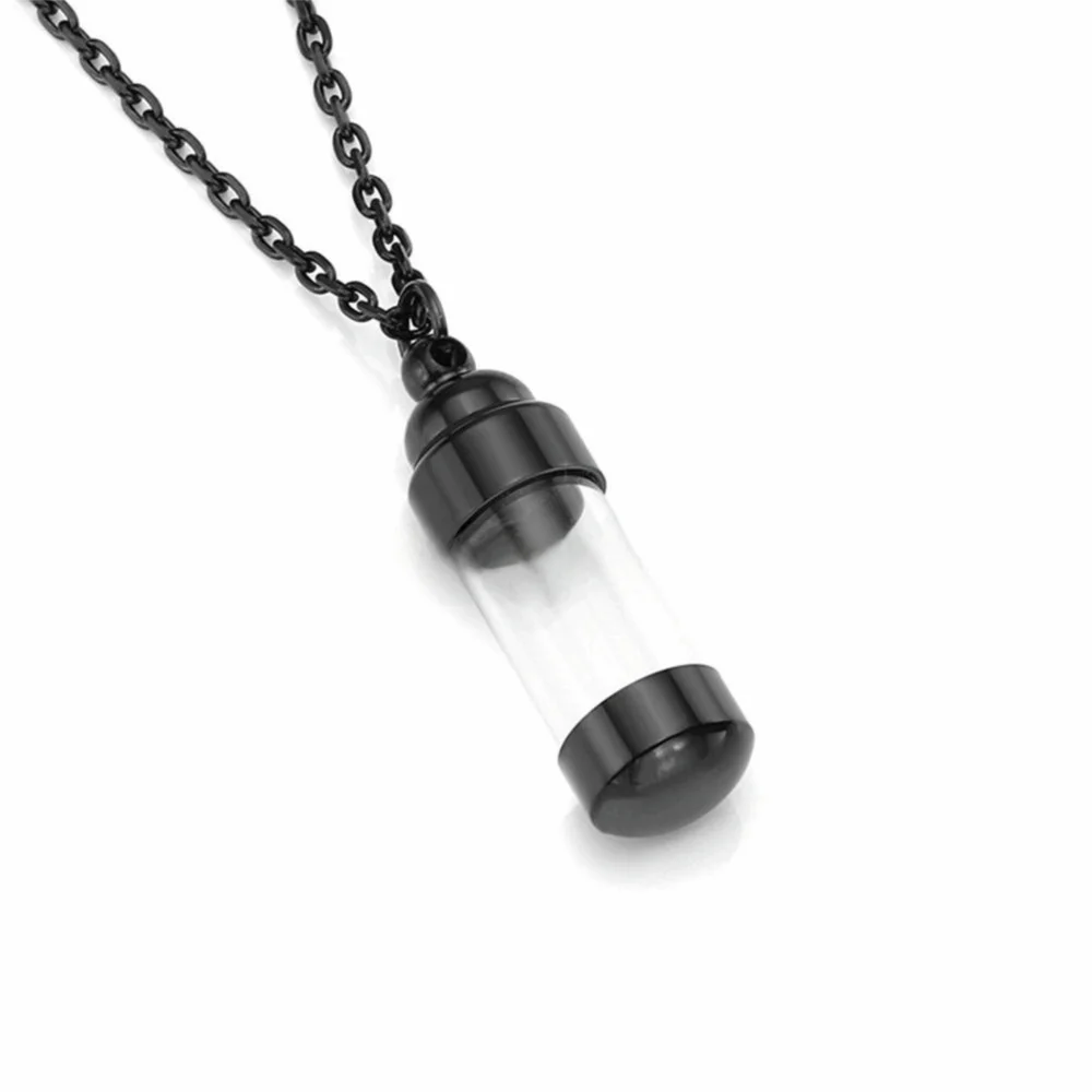 Stainless Steel Cremation Urn Pendant Pet Hair Storage Fillable Design Memorial Pendant Cylinder 4 Colors Ashes Holder Necklace