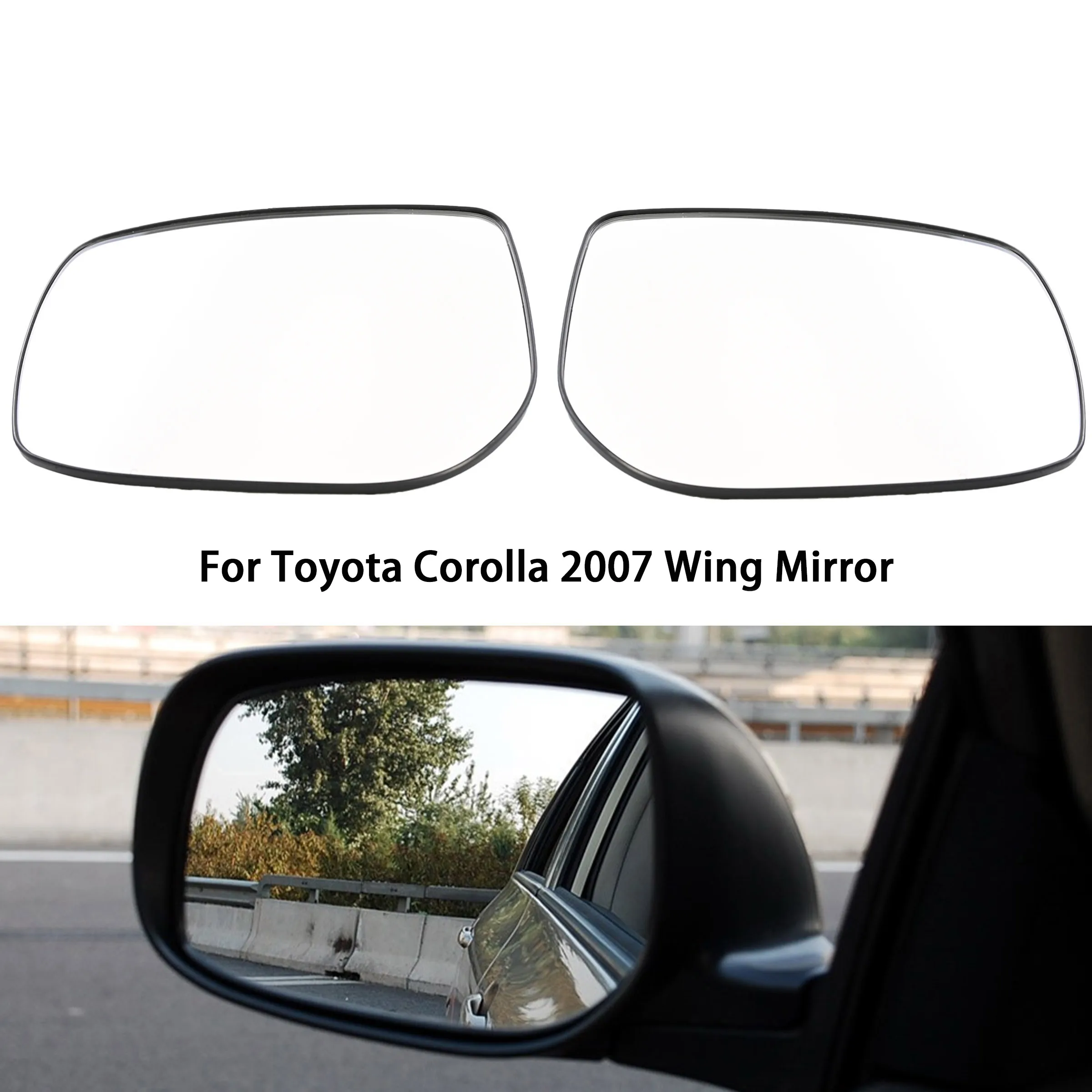 For Toyota Corolla 2007 White Driver Passenger Side Mirror Rearview Glass Door Wing Mirror with Heating