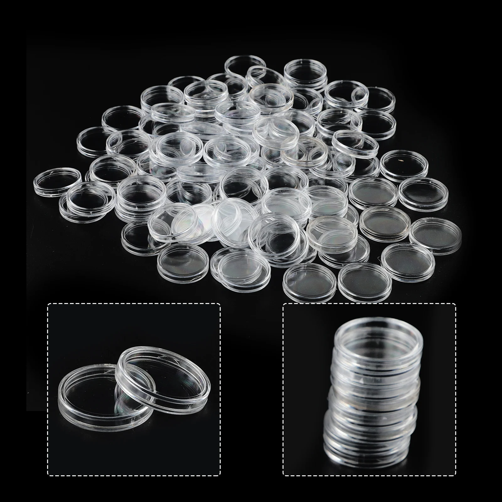 Accessories Coin holder Boxes Case Collection Container Plastic Protection Security Storage Transparent 100pcs