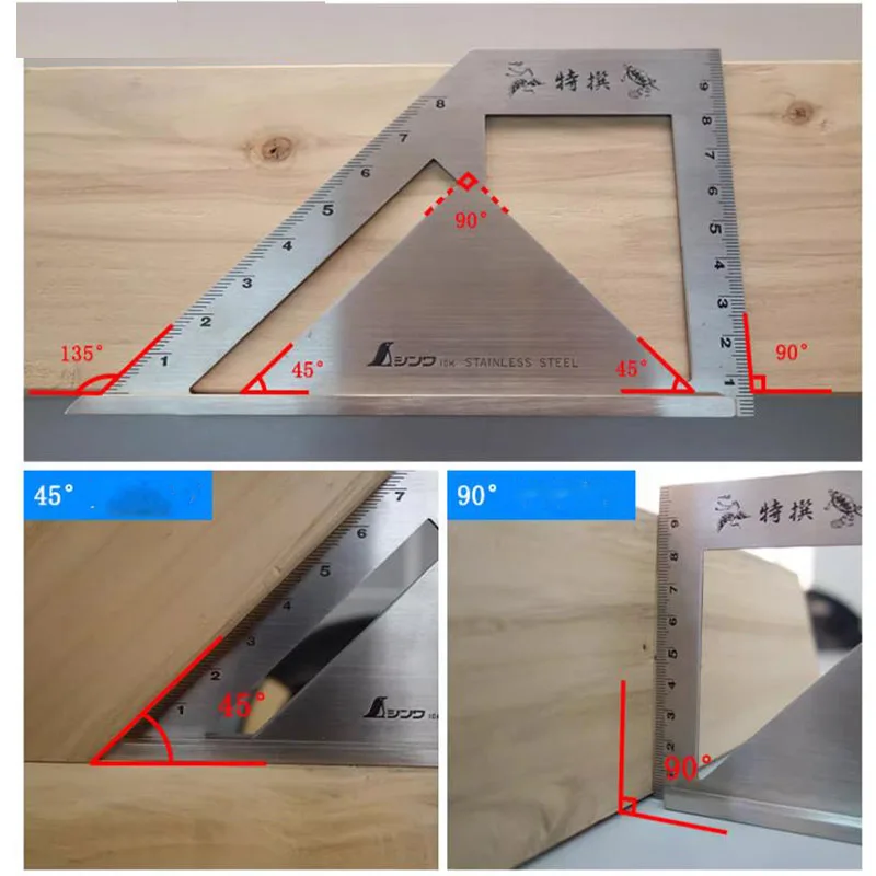 SHINWA Japanese Penguin 45° 90° Miter Rule Gauge 62081 62189 Try Square Inspection Tool For Framework 1PCS