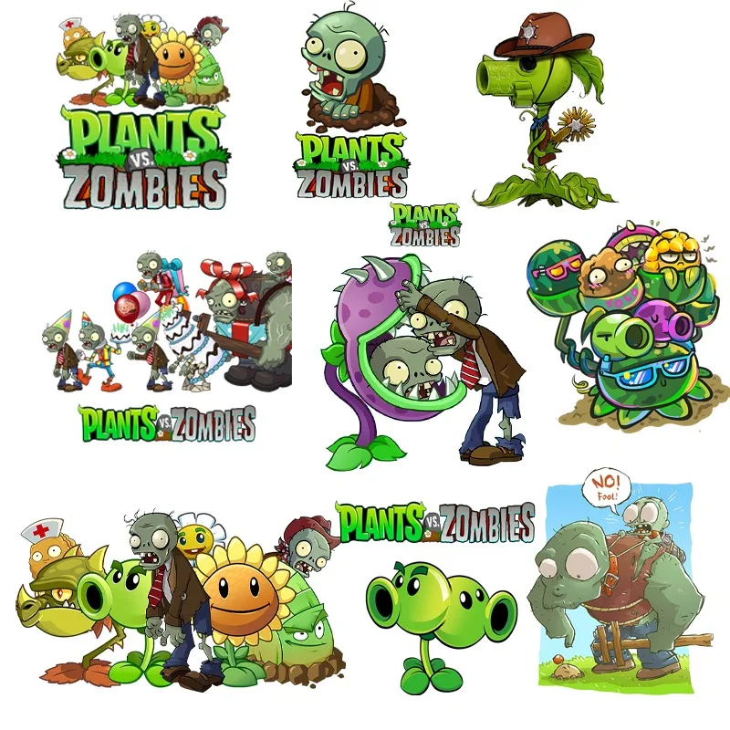 Plants Vs. Zombies Iron on Patch Sticker Customization Stitch Patches Clothing T-shirt Kawaii Cartoon Anime Cute Fashion Gifts