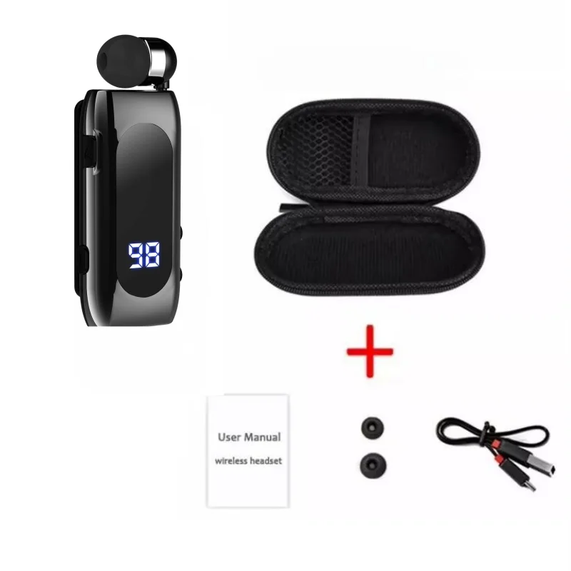 

K55 Lavalier Business Bluetooth 5.2 Headphone Talk/music Time 20 Hours,led Digital Display,noice Cancelling Wireless Earphones