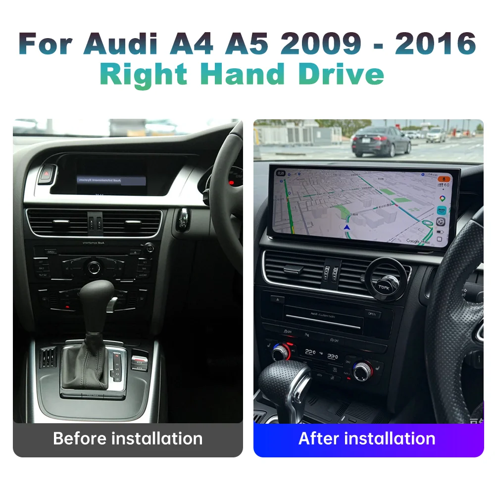 For Audi A4 A5 2009 - 2016 Right Hand Drive GPS Navigation Car Radio Multimedia Video Player QLED Touch Screen Wireless Carplay