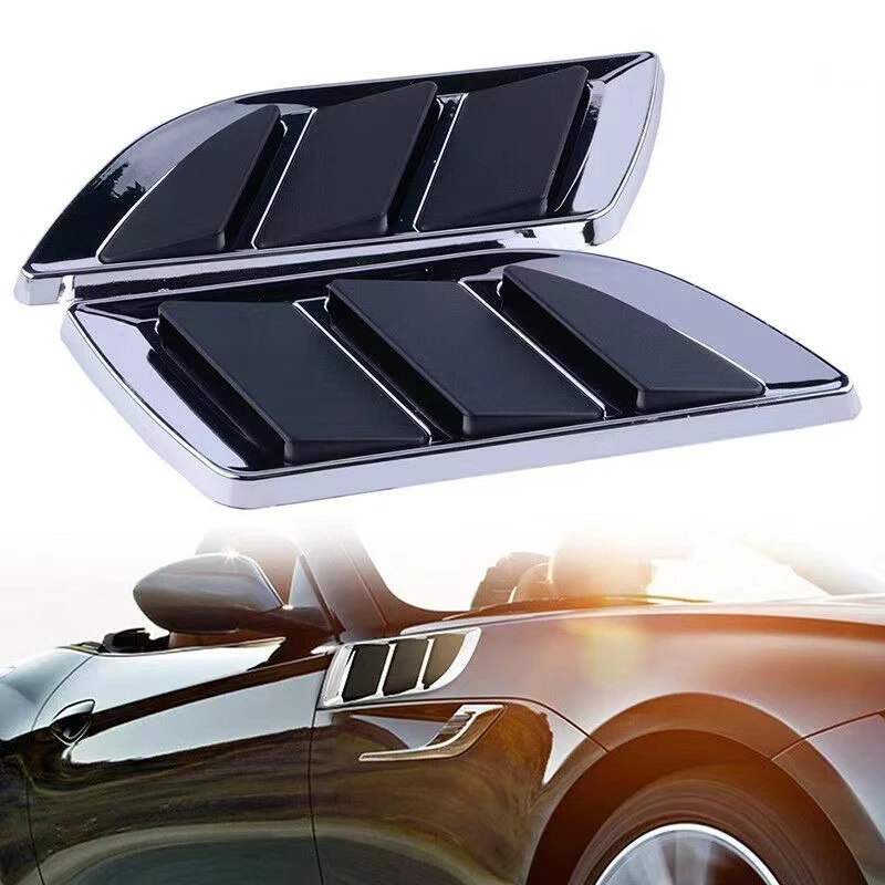 Car Air Flow Intake Hood Scoop Bonnet Fender Vents Air Vent Chrome Black Tuning Covers Car Decoration Accessories