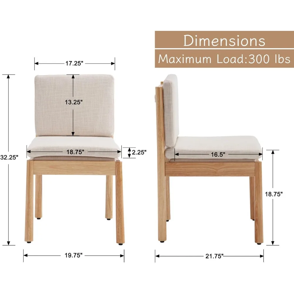 مجموعة من 4 كراسي طعام منجدة حديثة، وكراسي خشبية من القماش لغرفة الطعام، وكراسي جانبية للمطبخ بدون ذراع مع إزالة