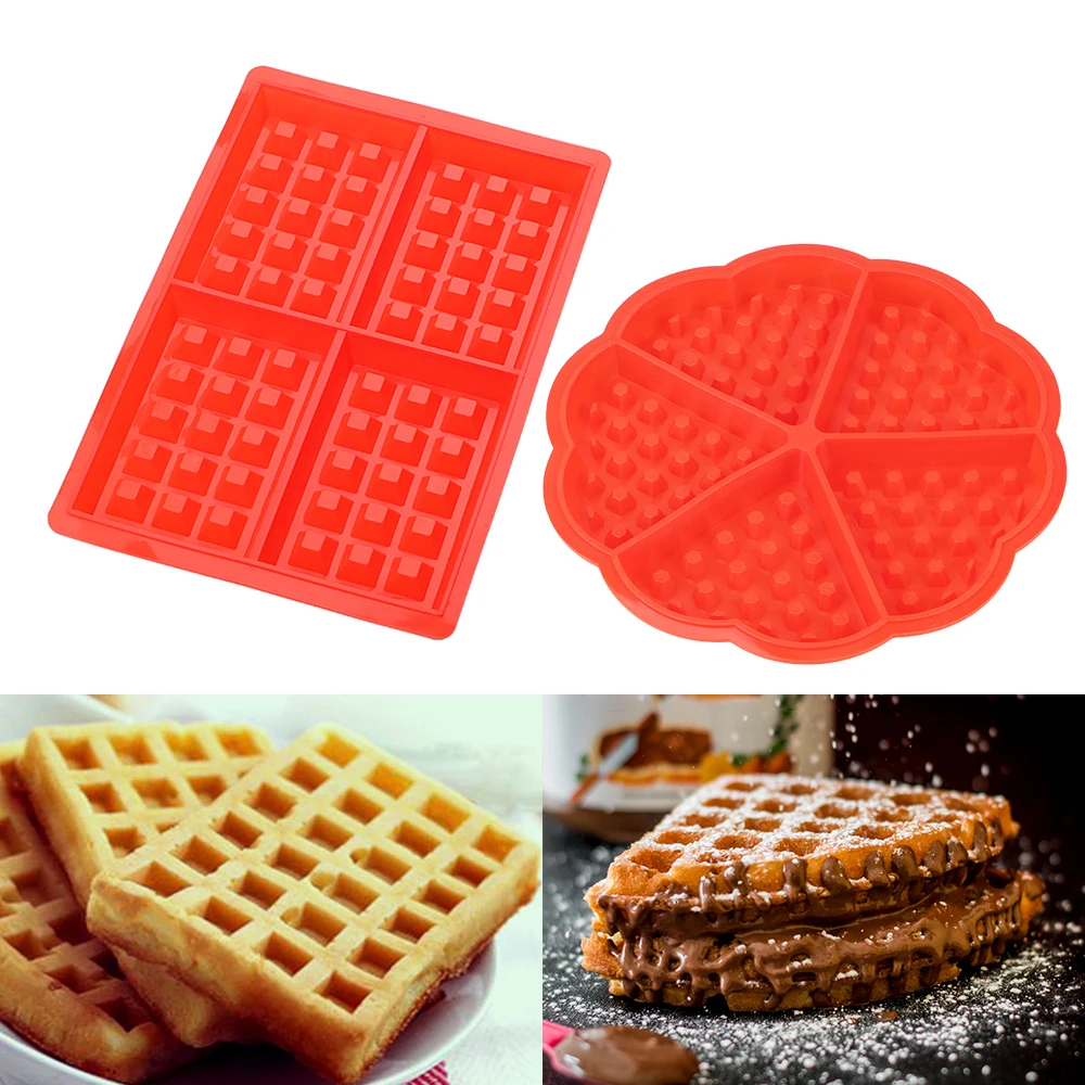 

For Oven High-temperature Baking Cake Mould Rectangle Shape Silicone Waffle Mold Kitchen Bakeware Non-stick