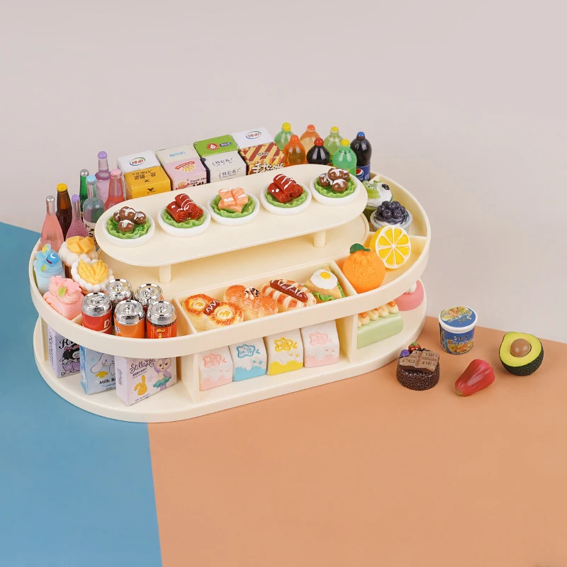 1:12 Dollhouse Miniature Dessert Stand Beverage Fruit Display Rack Supermarket Model Decor Toy Doll House Accessories