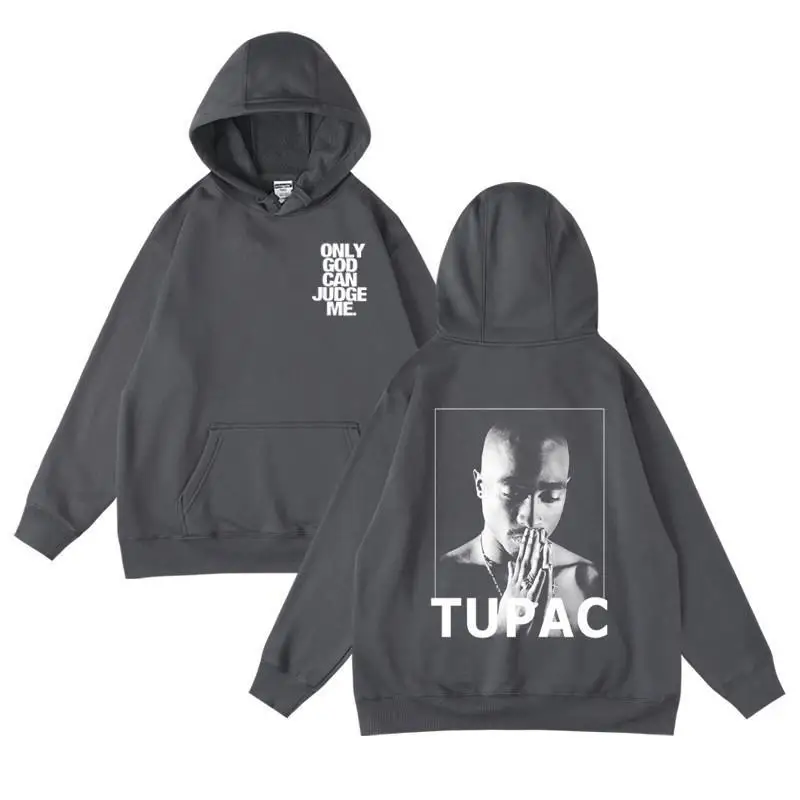 Trend West Coast European and American Hip Hop Rap 2pac Autumn and Winter Hooded Sweater Men\'s and Women\'s Same Pullover Hoodie