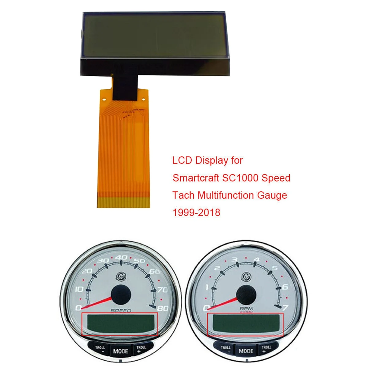Durable-Gauge LCD Display For Mercury Smartcraft SC1000 Tachometer Speedometer Dashboard 8M0101099