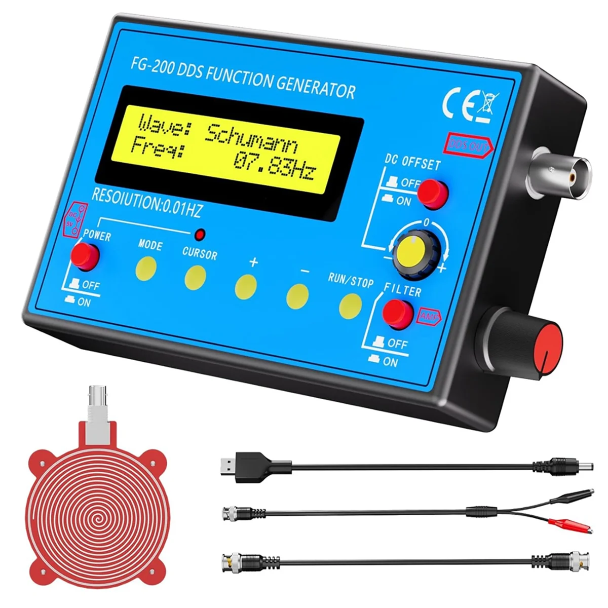 A83Z 1Hz-500kHz DDS Signal Generator with -Resonator, Portable Multifunction Waveform Generator with AC/DC Power