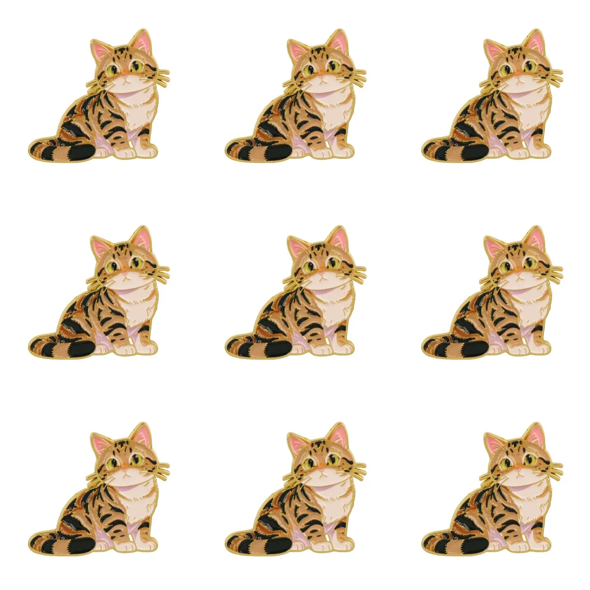 9-teiliges Set niedlicher Katzen-Emaille-Pins, Cartoon-Tierbroschen für Mäntel, Damenbroschen, Kragen- und Reversnadeln, Metallabzeichen, Schmuckgeschenk
