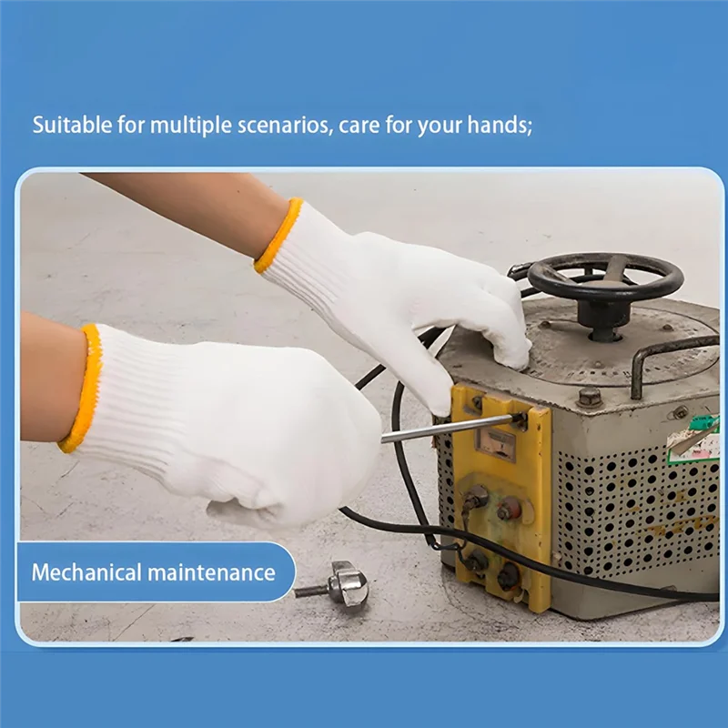 

ABZV-Унисекс, 12 пар белых вязаных защитных перчаток из хлопка и полиэстера для садоводства, склада и работы на приготовлении пищи