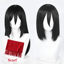 High Quality Anime Long Mikasa Ackerman Cosplay Wig Black Heat Resistant Synthetic Hair Halloween Party Wigs
