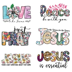 6piece Lar and exquisite Jesus prin Beautiful Decals Washable Heat Transfer DIY Garment Accessory Patch Iron Backpack jeans